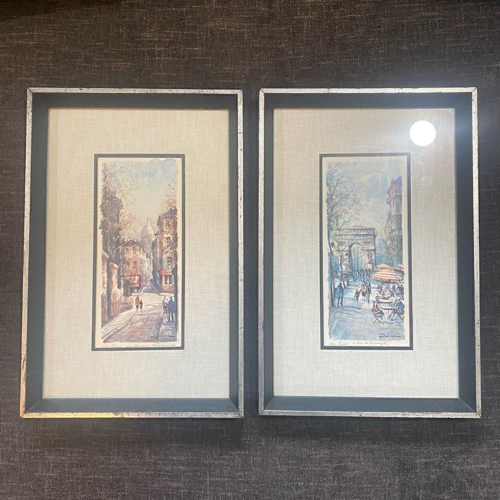 Paris France scenes turner wall accessory vintage lot of 2 Rare